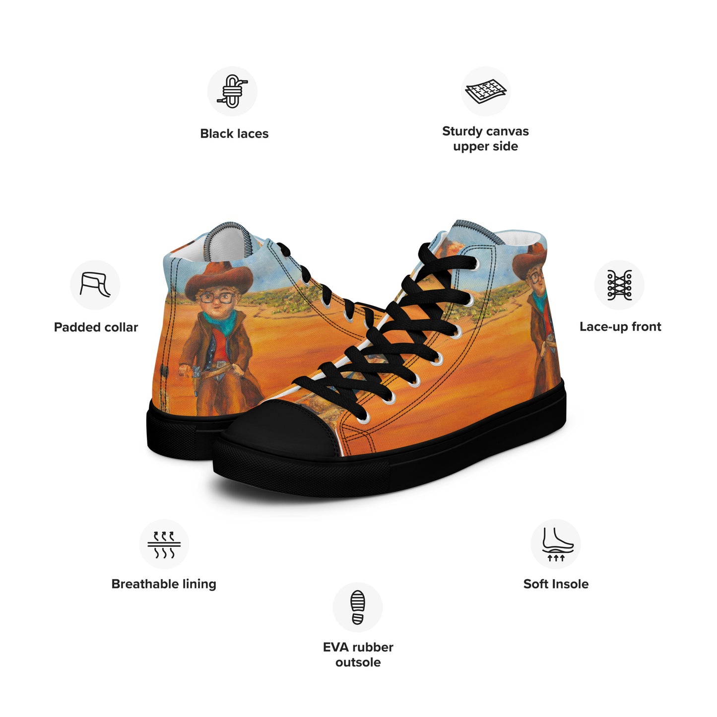 Shoes - Women’s Hightop Canvas - Everett the Sharpshooter